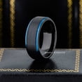 thumbnail image 2 of Jewelry Avalanche 2-tone Men's Black Tungsten Carbide Wedding Band Blue Stepped Edge, 8mm, Comfort Fit Ring size 7, 2 of 6