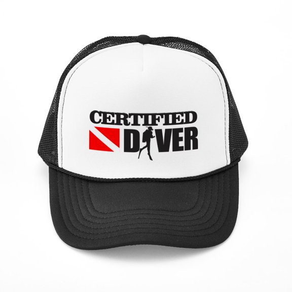 CafePress - Certified Diver - Adjustable Unisex Printed Trucker Hat with Mesh Back