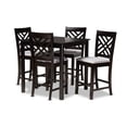 thumbnail image 2 of Baxton Studio Caron Modern and Contemporary Gray Fabric Upholstered Espresso Brown Finished 5-Piece Wood Pub Set, 2 of 7