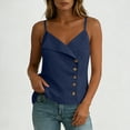 thumbnail image 7 of SHTXOZHI Womens Linen Wrap Neck Tank Tops Spaghetti Strap Button Front Cropped Tees Casual Sleeveless Basic Shirts, 7 of 7