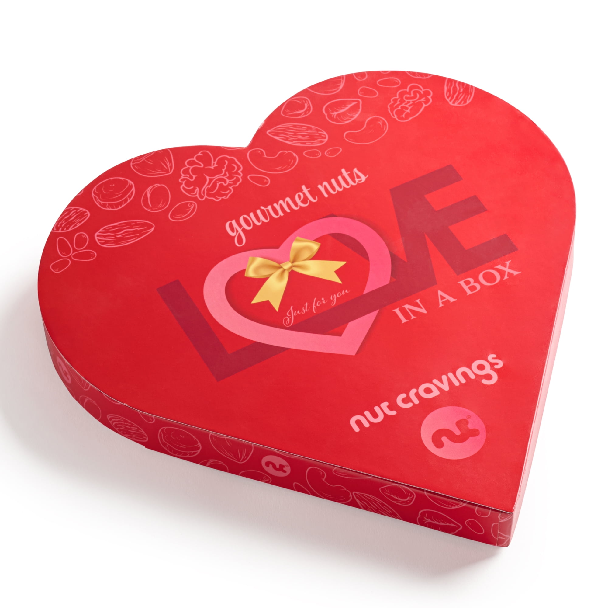 Nut Cravings Mixed Nuts Heart-Shaped Gift Basket, 6 Nut Assortments, Healthy Snack Care Gift