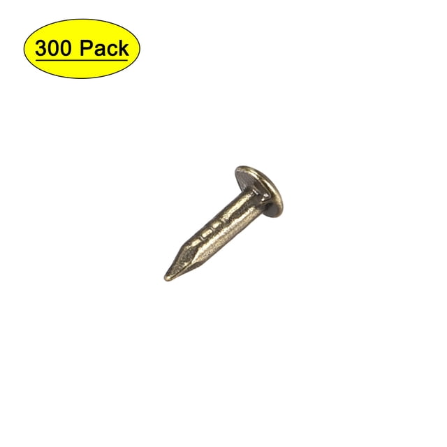 Uxcell 1x6mm Clavos Pequeños de Acero al Carbono con Plating de Cobre Tono Bronce 300 Paquete