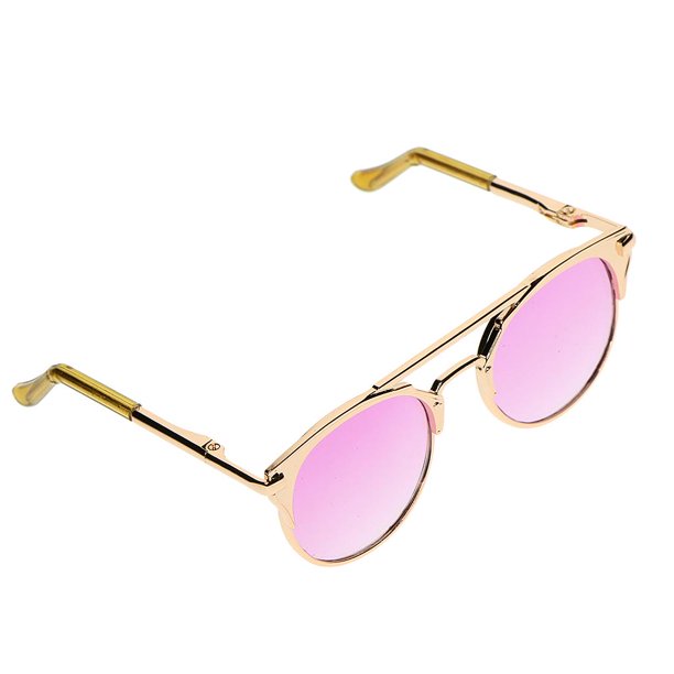 Par de gafas de terre de moda con espejo para 1/6 Dolls Accesorios Aleación de plástico Lente púrpura CUTICAT Gafas de sol de muñeca Blythe