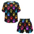 thumbnail image 4 of Yuyamidu Womens Dog Paw Print Pajamas Set Size 3XL Two Piece Short Sleeve Loungewear Top with Matching Ruffle Hem Shorts Cute Sleepwear Summer Crewneck Pj, 4 of 7
