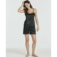 thumbnail image 6 of Real Essentials 3 Pack: Women's Silk Satin Cami Pajama Set With Shorts Lace Trim Lingerie Sleepwear, 6 of 6