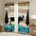 thumbnail image 2 of Homewish Wild Moose Curtains Pack of 2 (42x84 Each),Woodland Animal Curtains Blackout,Old Woooden Board Bedroom Curtains For Boys Kids,Luxury Bedroom Decor, 2 of 6