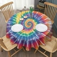 thumbnail image 3 of Colorful Rainbow Tie Dye Spiral Pattern Round Tablecloth 60"x60",Wrinkle Wipeable Table Cloth for Kitchen Dining Room Picnic Patio Party, 3 of 6