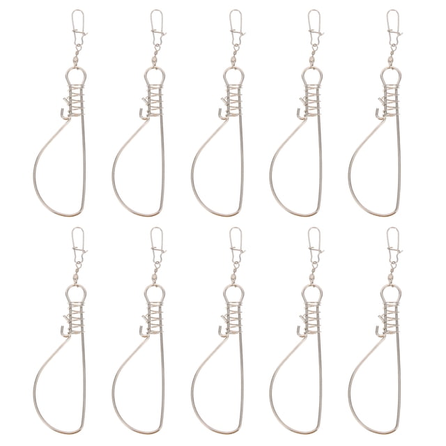 10 unidades de ensartador de pescado de metal, pinza portátil para peces vivos, dispositivo de bloqueo para pesca.