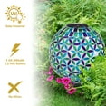 thumbnail image 6 of Sunnydaze Blue Cool Blossoms 10" Mosaic Glass Outdoor Gazing Globe with Solar Light, 6 of 11