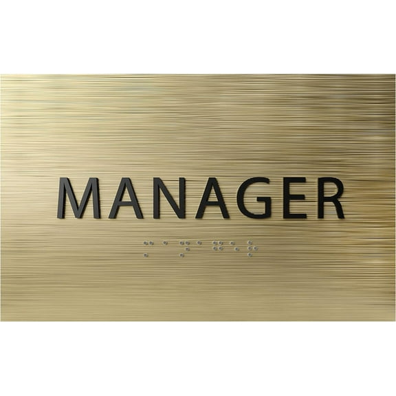 ADA CENTRAL SIGNS - 6" X4" Manager Sign - ADA Compliant Tactile Graphics Grade 2 Braille Text Identification Sign | Wall Mount Plastic Room Name Sign for Offices, Businesses, and Restaurants
