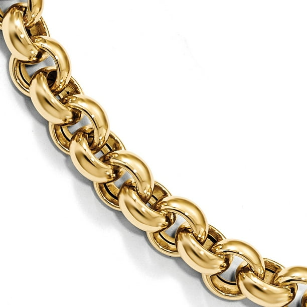 AA Jewels Solid 14k Yellow Gold Rolo Link Bracelet with Secure