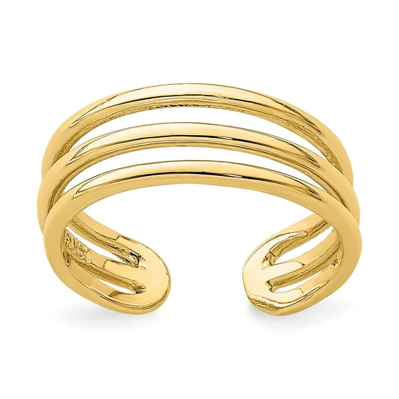 14K Yellow Gold Polished 3 Row Toe Ring