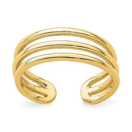 - 14K Yellow Gold Plated Polished 3 Row Toe Ring