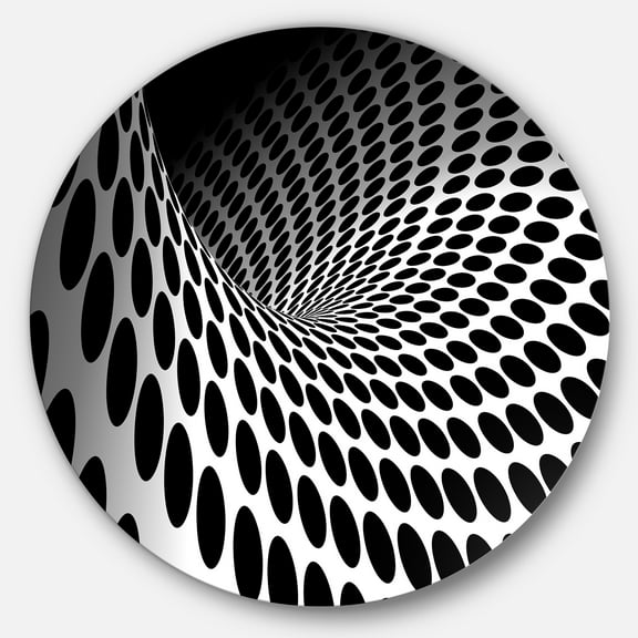 Designart 'Waves and Circles Black n’ White' Abstract Circle Metal Wall Art