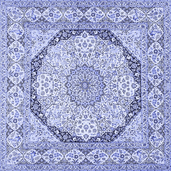 Ahgly Company Indoor Square Medallion Blue Traditional Area Rugs, 3' Square