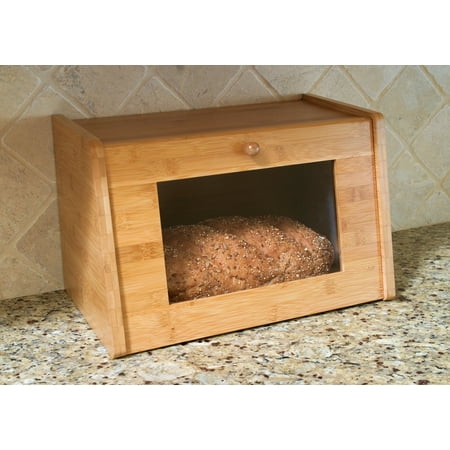 Lipper Bamboo Bread Box with Tempered Glass Window - Bamboo Wood - Bamboo Wood