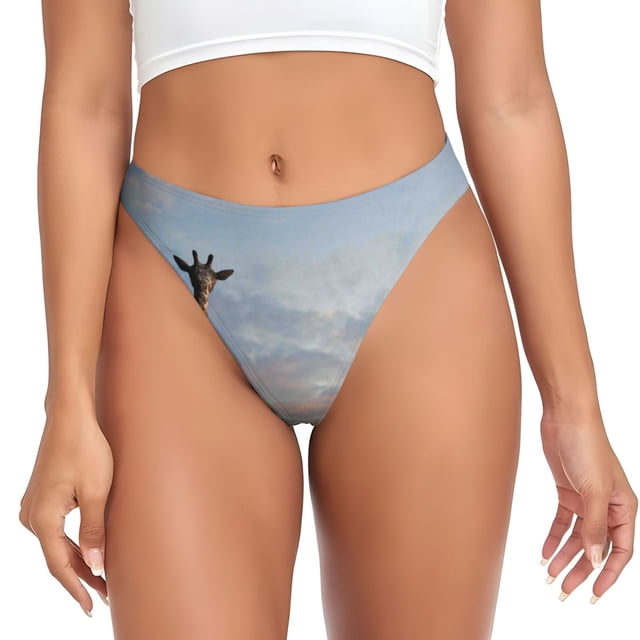 Fotbe Elephant Giraffe Tanga Sin Costuras para Mujer con Estampado – Panties Invisibles, Transpirables y Cómodos para Uso Diario-Small
