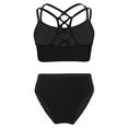 thumbnail image 2 of YUUMIN Girls Solid Color 2 Pcs Bikini Sets Crisscross Crop Top with Triangle Briefs Bathing Suits Tankini Black 10, 2 of 5