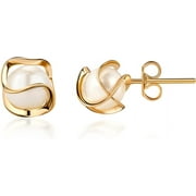 Barzel 18K Gold Plated Caged Pearl Stud Earrings - Made In Brazil