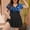 Dark Blue, variant on Plus Size Tankinis for Women 2 Piece Swimsuit Set Beach Summer Modest Casual Bathing Suits Fashion Printed V Neck Ruffle Hem Short Sleeve Dress Swimwear with Short