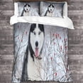 thumbnail image 3 of Husky Sets Duvet Cover Pillowcases 3D Microfiber Dog Bedding Set Bed Linen with Zipper Closure 3 Pcs, 3 of 5