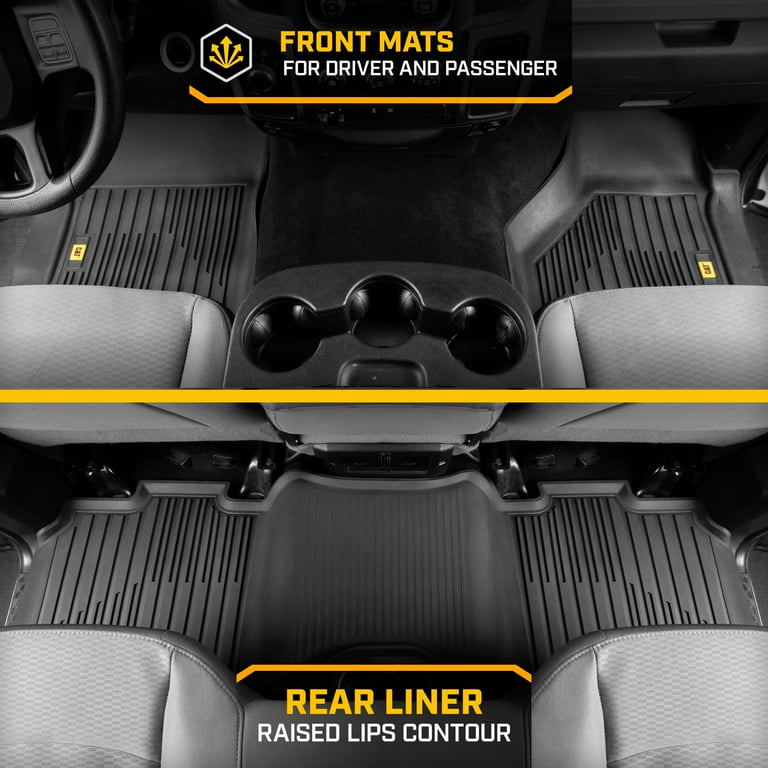YHTAUTO All Weather TPE Floor Mats For Ram 1500/2500/3500 Crew Cab (2009-2022 Classic) - Front & Rear Set