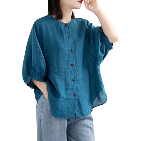 Short Sleeve Shirts for Women Casual Blouse with Round Neck Oversized Fit Womens Summer Tops