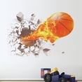 thumbnail image 6 of BUTORY 3D Basketball Wall Sticker Self-adhesive Flying Fire Basketball Wall Sticker PVC Wall Art Mural 3D Cracked Bedroom Game Room Detachable Large Decal, 6 of 7