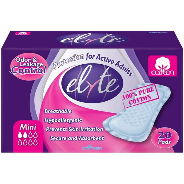 Elyte Incontinence Pads For Active Adults Mini, 20 Ea