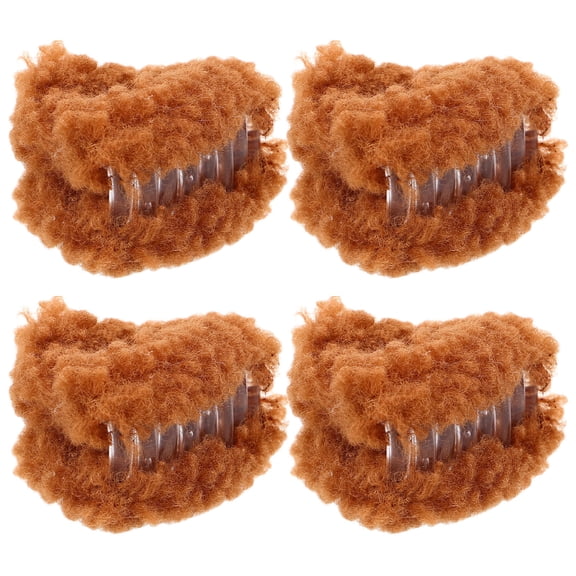 KALLORY 4PCS Fluffy Lazy Hair Clip Cat Ear Clips Brown Plush Hair Accessories for Daily Life
