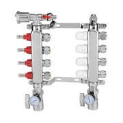 4-Branch Stainless Steel Floor Heating Manifold Set Adjustable Flow Valves Heating System