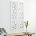 thumbnail image 3 of DecMode White Wood Handmade Slim Distressed Carved Panel Scroll Wall Decor (2 Count), 3 of 14