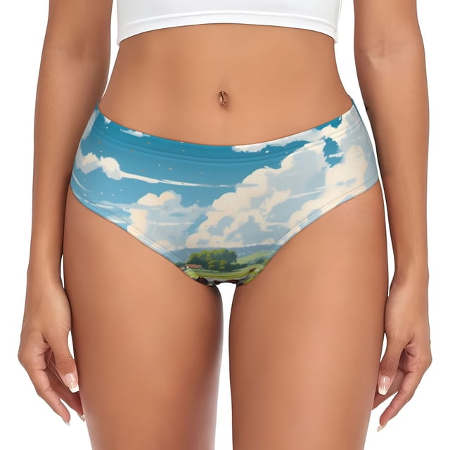 Fotbe Countryside Farm Cow Calzones Estampados para Mujer – Ropa Interior de Algodón, Cómoda, Suave y Elástica-X-Small