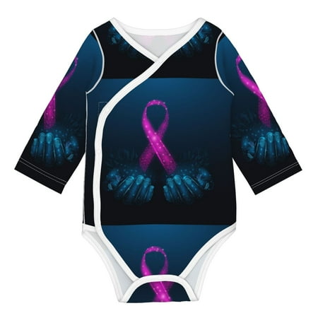 

Coaee Two Human Hands are Holds Ribbon Awareness for Soft Cotton Baby Long-Sleeve Bodysuit Girls Boys Bodysuit Romper
