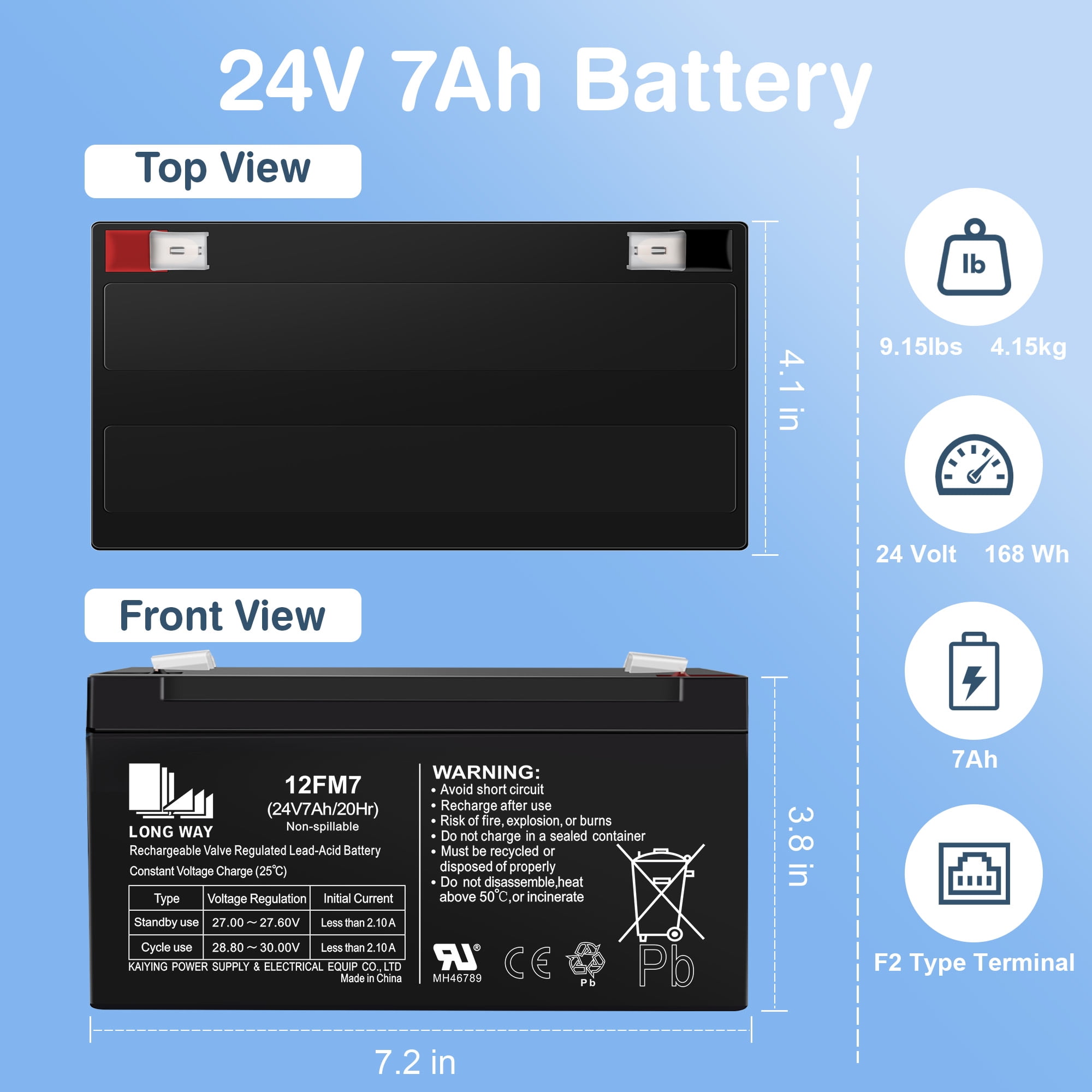 TOKTOO 24V 7Ah Lead Acid Replacement Battery for Kids Ride On Car – Reliable Power