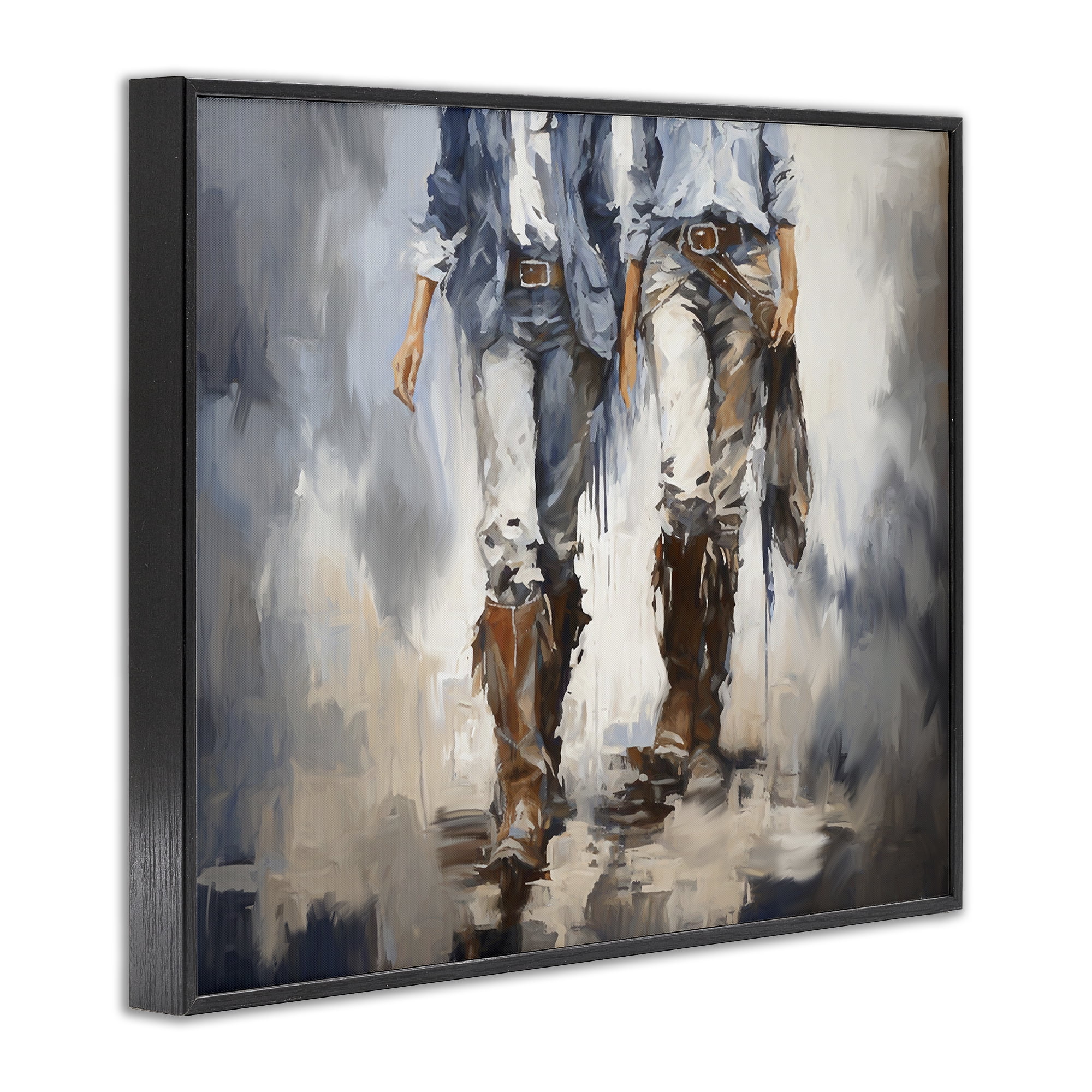 Stupell Industries Romantic Cowboy Boots Novelty Painting Black Framed Art Print Wall Art, 20 x 16