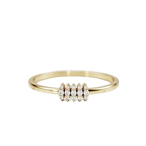 HeartsAndYou Minimalist Cluster Engagement Ring for Women 1ct Round Cut Moissanite 18k Yellow Gold Over Silver