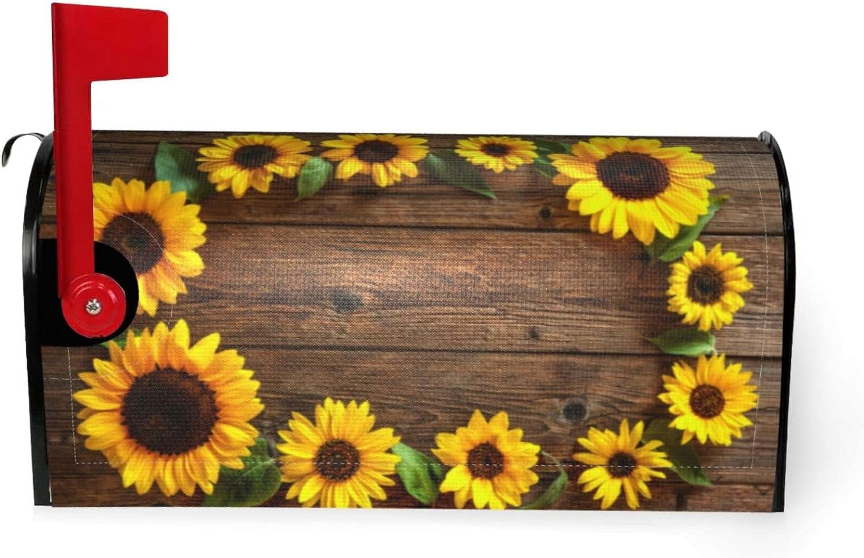 Beautiful Sunflowers Mailbox Covers Magnetic Standard Size,Mailbox Wraps Post Letter Box Outdoor Home Garden Yard Decor 21x18 in