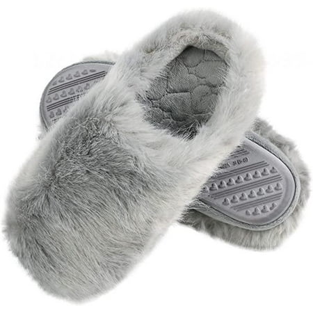 

shuwee Fuzzy Faux Fur Home Slippers for Women Girls Memory Foam Anti-Slip Cozy Fluffy Outdoor Indoor Warm Slippers