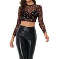 thumbnail image 1 of INSPIRAR CHIC Día de San Valentín Top de Mujer Corto Semi-Transparente de Manga Larga Cuello Redondo Blusa L Negra Floral, 1 of 6