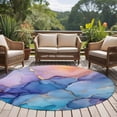 thumbnail image 4 of Round Rugs 5Ft, Purple Blue Round Area Rug Washable Indoor Throw Carpet, Modern Pink Gold Marble Textured Soft Non Slip Circle Rug for Cabinet Bathroom Home Decor Aesthetic, 4 of 8