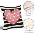 thumbnail image 3 of Valentine''s Day Pillow Covers 20X20 Inch Set of 2 Polka Dots Pink Heart Stripes Valentine Decorative Pillow Cases Valentines Cushion Case Anniversary Wedding Home Decor for Sofa Couch Bedroom, 3 of 6