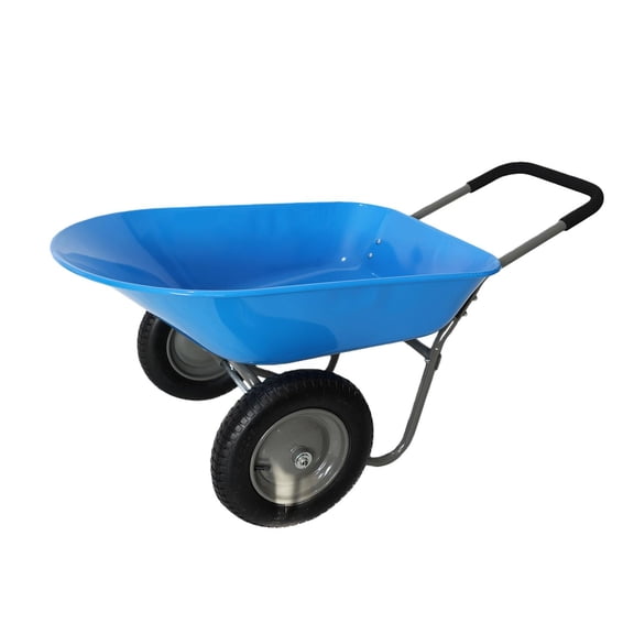 Spaco Garden Carts with 15" Pneumatic Wheel, Steel TRAY Wheel Barrow Two Wheeled Trolley for Outdoor, Blue