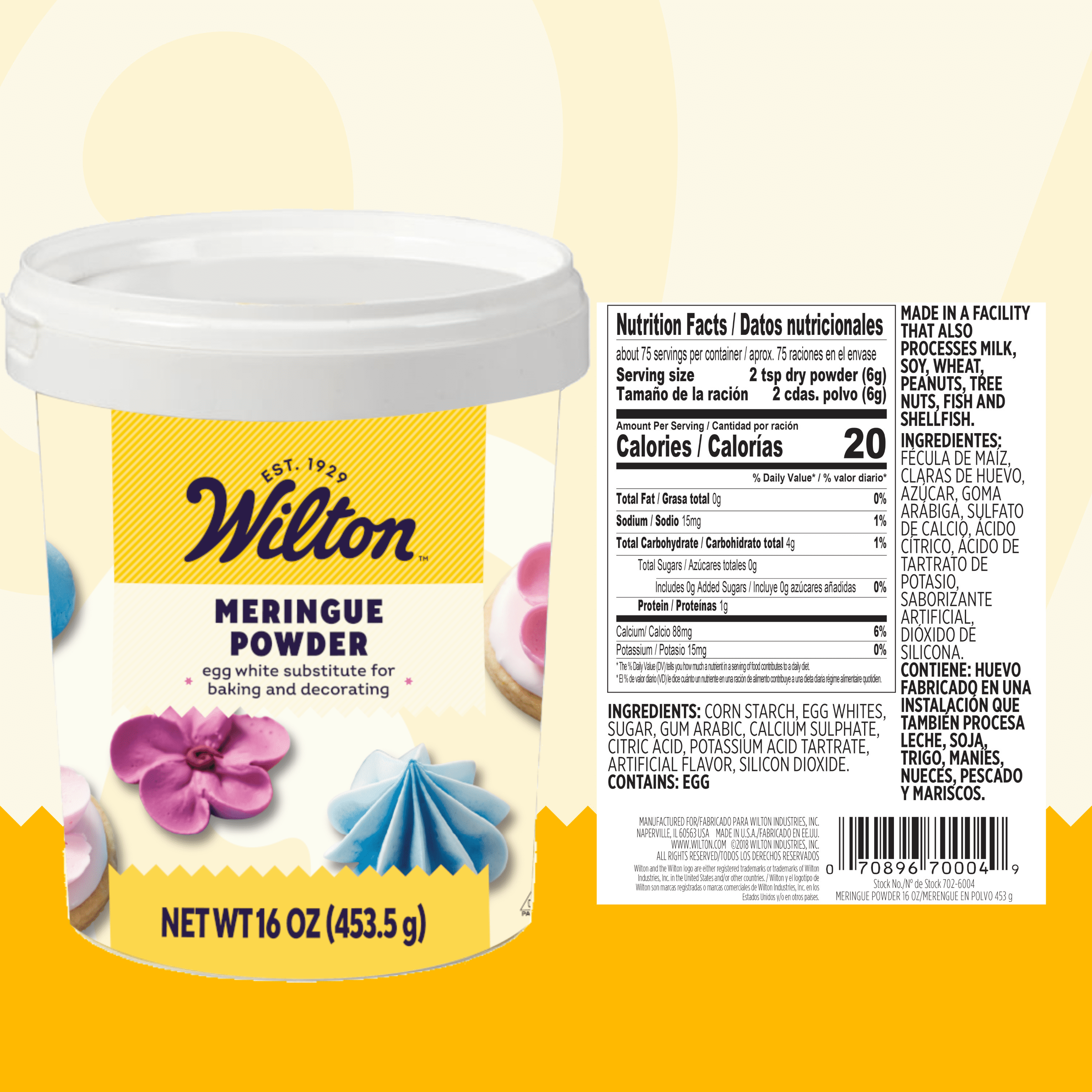 Wilton Meringue Powder for Baking, Kosher Certified, Royal Icing Mix, Stabilizes Frosting & Meringues, Perfect for Cookies, Pies, Desserts, 16 oz.