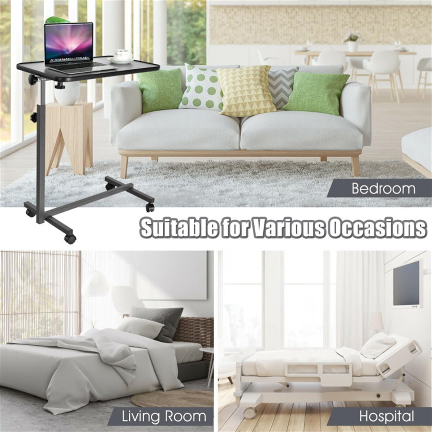 Demi Bonn Overbed Rolling Food Tray Table, Laptop Workstation for Laptops, Books, Tablets, and Art, Balck