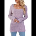 thumbnail image 3 of Camisas de Larga para Mujer, Suéter Tipo Túnica con Cuello Redondo, Corte Informal, para Negocios, Otoño, Suéteres Ligeros Púrpura L, 3 of 10