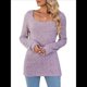 thumbnail image 3 of Camisas de Larga para Mujer, Suéter Tipo Túnica con Cuello Redondo, Corte Informal, para Negocios, Otoño, Suéteres Ligeros Púrpura L, 3 of 10