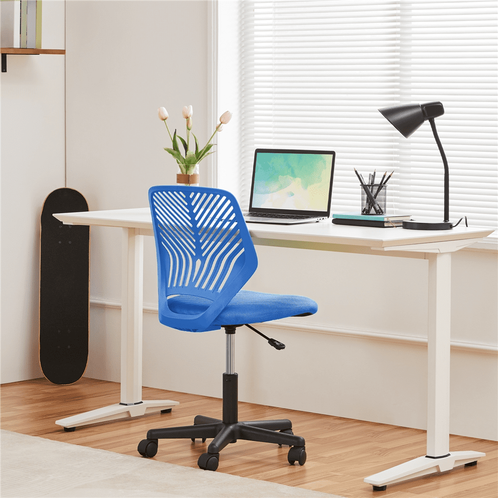 Alden Design Adjustable Armless Mesh Office Chair for Home Office, Blue