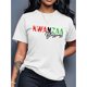 thumbnail image 1 of Camiseta De Manga Corta Para Mujer, Camisetas De Verano Para Pescar, Acampar, Uso DiarioWomen's Casual Fashion T-Shirt with Artistic Letter Print - Green, Polyester, Round Neck, Short Sleeve, Machin, 1 of 6