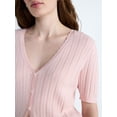 thumbnail image 4 of Free Assembly Women's Pointelle Cardigan Sweater with Short Sleeves, Lightweight, Sizes XS-XXL, 4 of 5